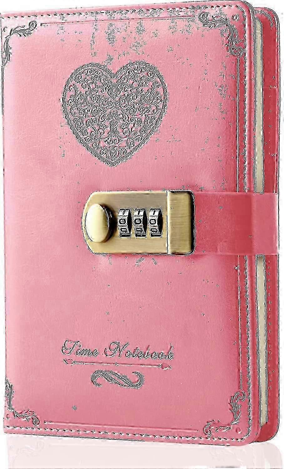 Diary With Lock For Girls - Leather Password Locking Journal Cute Secret Diaries Notebook With Combination Lock For Women Adults B6 Size 5.3x7.8 Inch