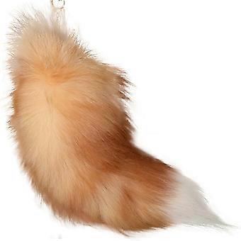 Falscher Fuchsschwanz, 40 cm Tierschwanz, flauschiger Kunstfellschwanz, realistischer Fuchsschwanz, Schlüsselanhänger, Geldbörse Dekoration Fuchsschwanz, Rollenspiel, golden