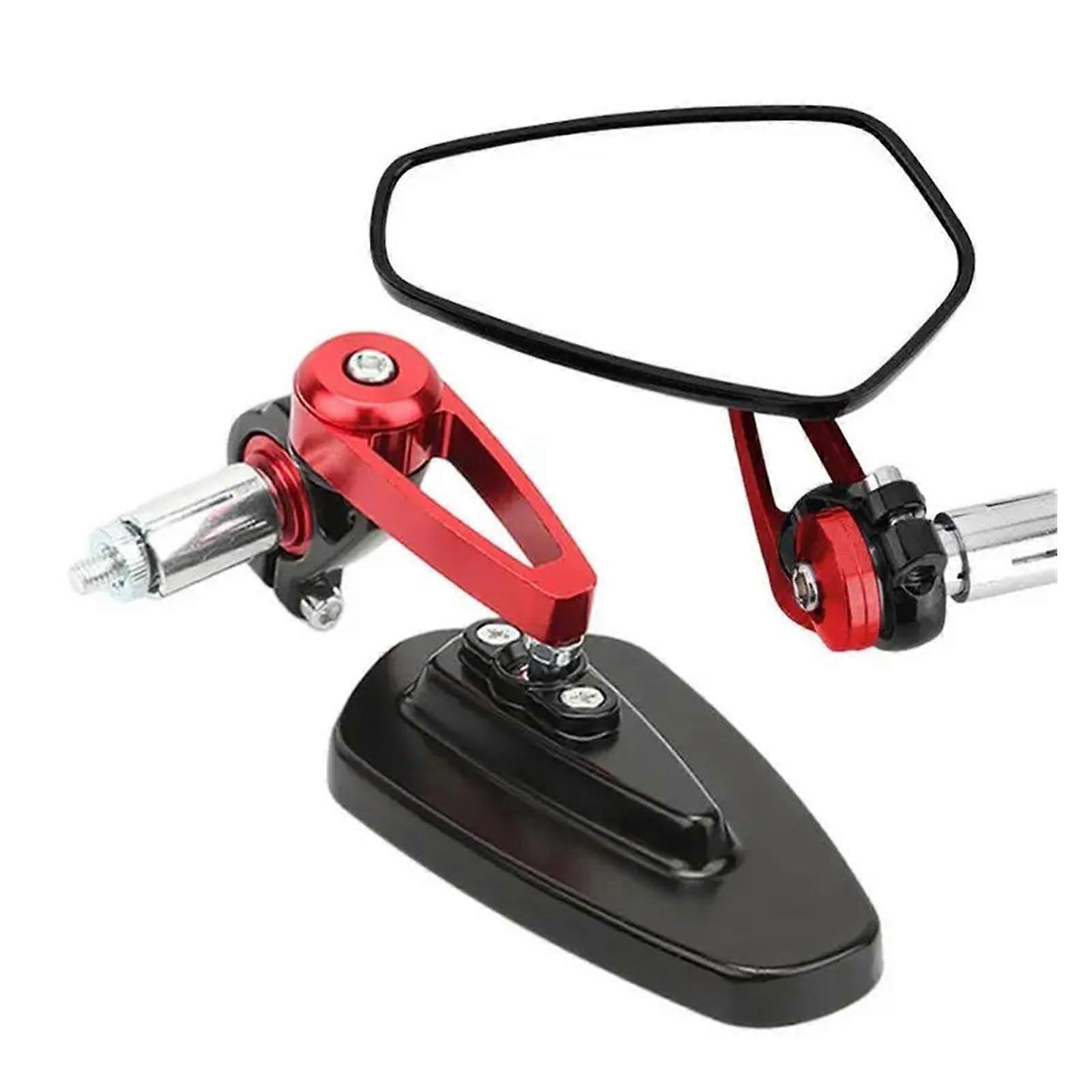 Frame Parts 22m Motorcycle Rearview Mirrors Universal Clear Glass Scooter Bar End Handlebar Mirror Rear View Mirror Accessories Universal(Red)