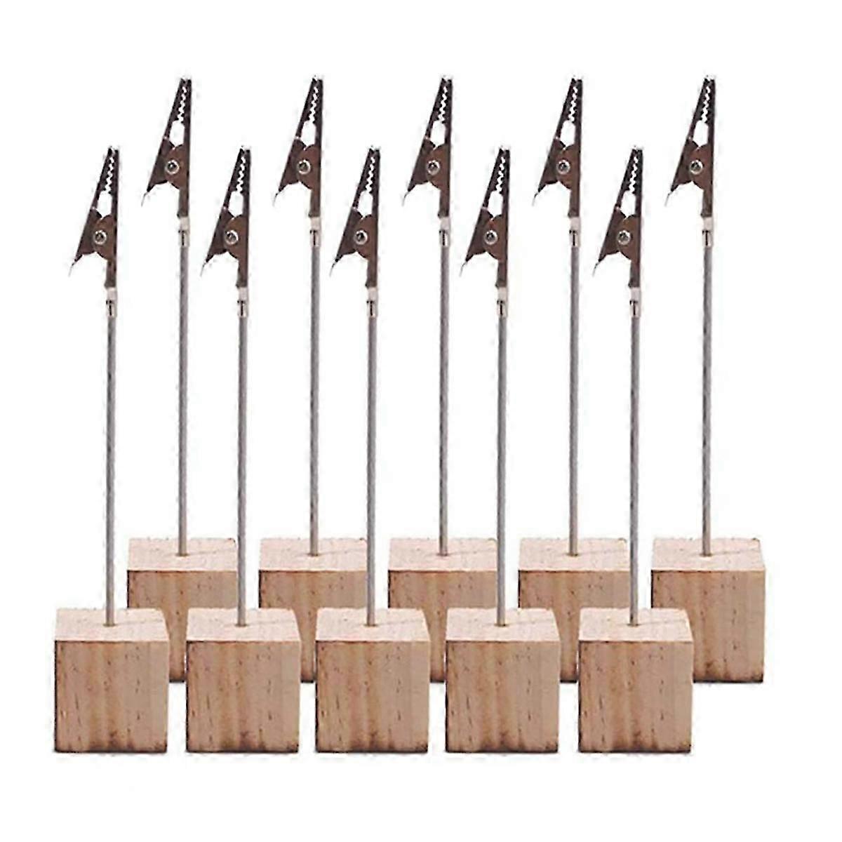10 PCS Memo Holder Pine Base Message Clip Vertical Note Holder