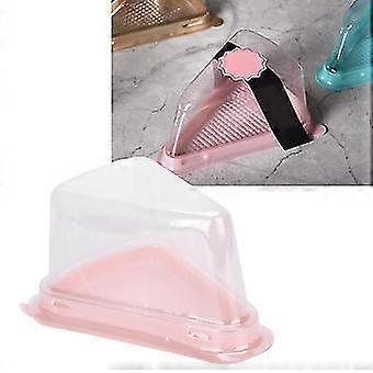 100Pcs Cake Holder Box Transparent PET Food Cupcake Packaging ContainerPink Triangular