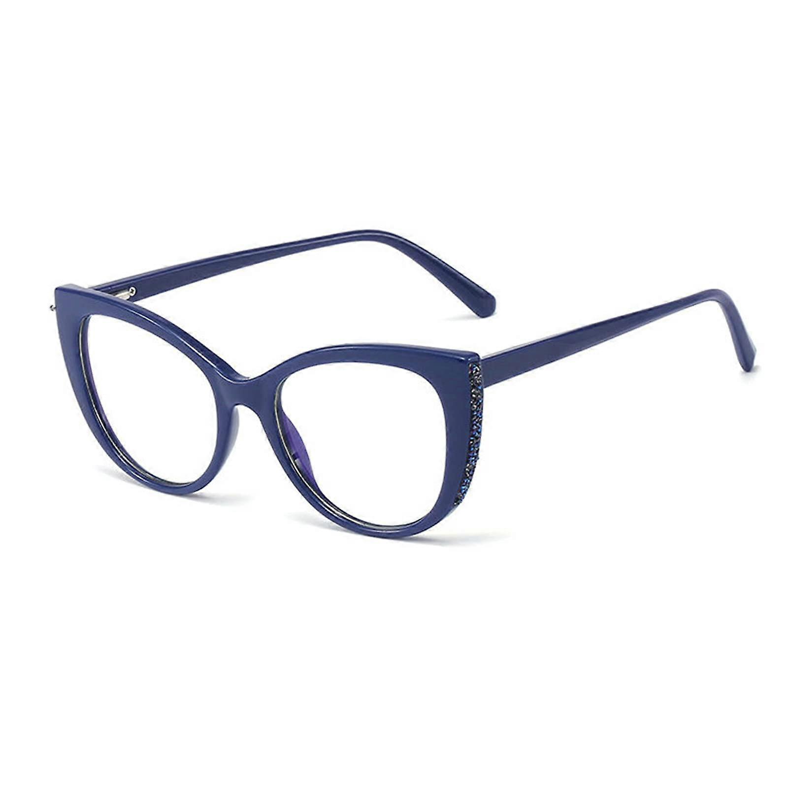 Cateye Shiny rhinestones Bifocal Reading Glasses, Blue Blocking Light Readers for Women,adjustable Reader (blue, 0)