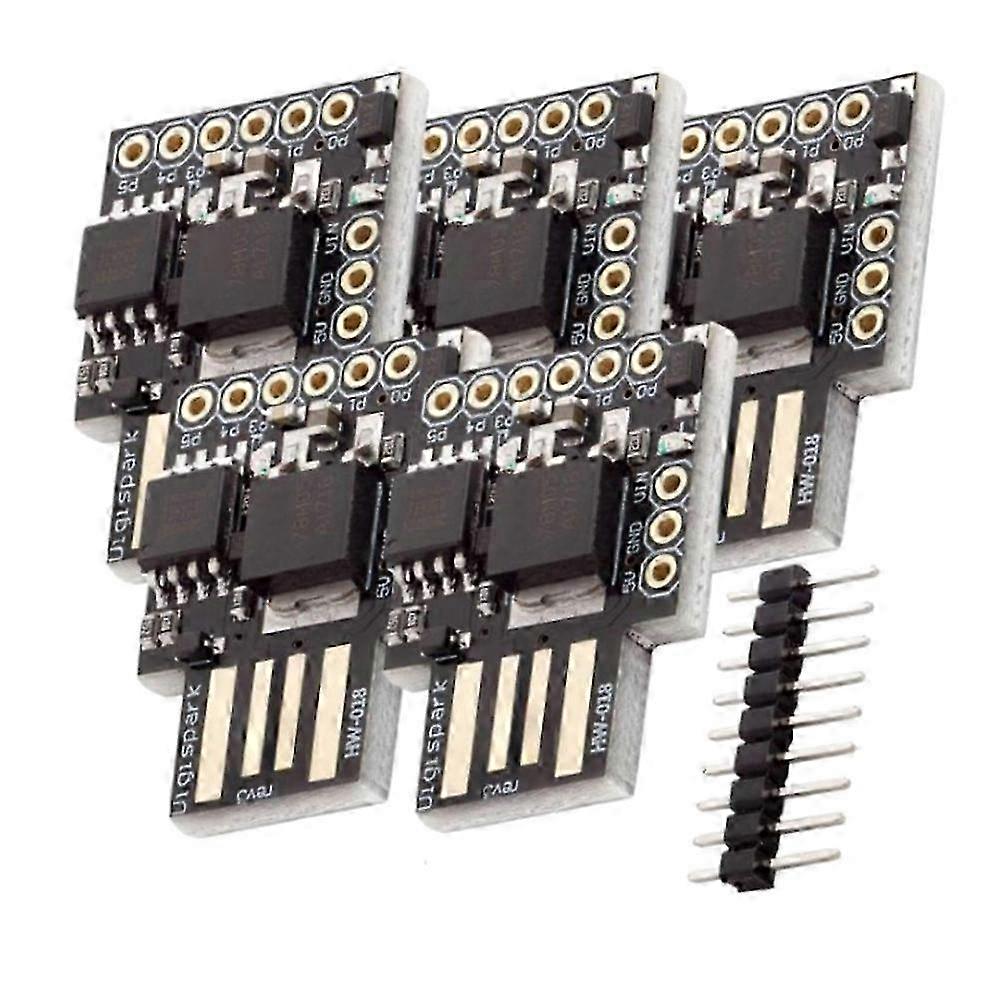 5Pcs ATTiny85 Development Board with I2C SPI USB Module, 5V Microcontroller Board 6 I/O Pins and LED