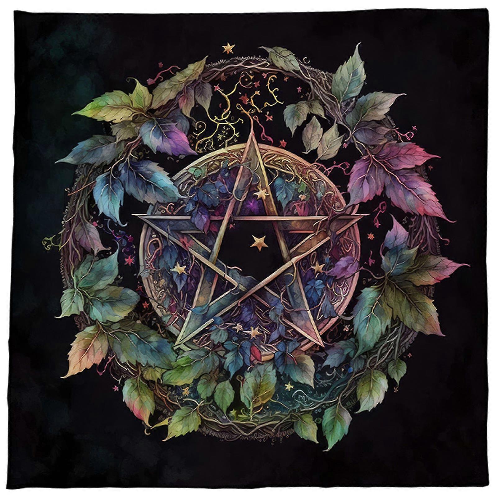 Divinations Tablecloth Flower Leaf Pentagrams Astrologys Tarots Card Tablecloth Altars Cloth Divinations Board Game Part  363 75x75cm