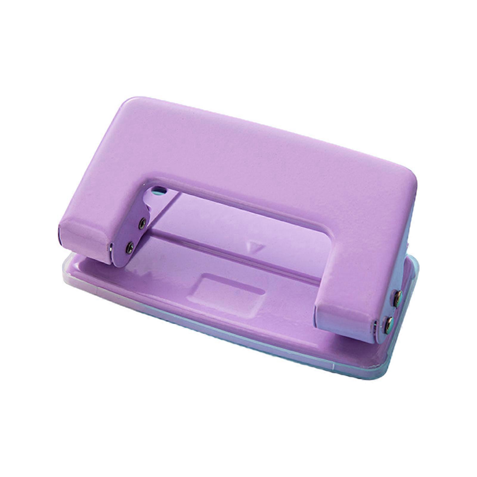 Dual-Hole Puncher Non-slip Handle Portable Hole Punch Tool Effortless Punching 10 Sheets Capacity for DIY Binder Albums Purple