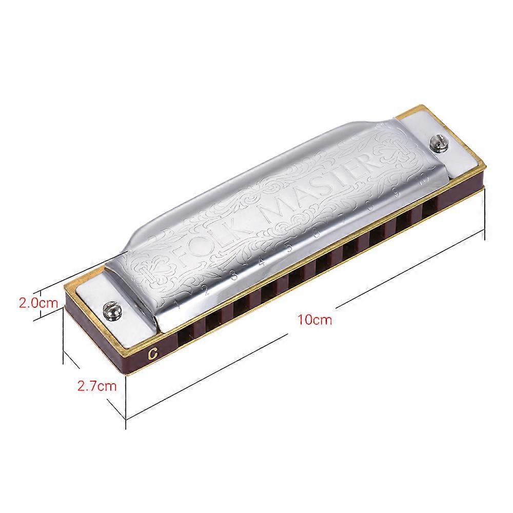 Suzuki 1072-C Folkmaster Standard 10-Hole Diatonic Harmonica Key of C 20 Tone for Beginner Student
