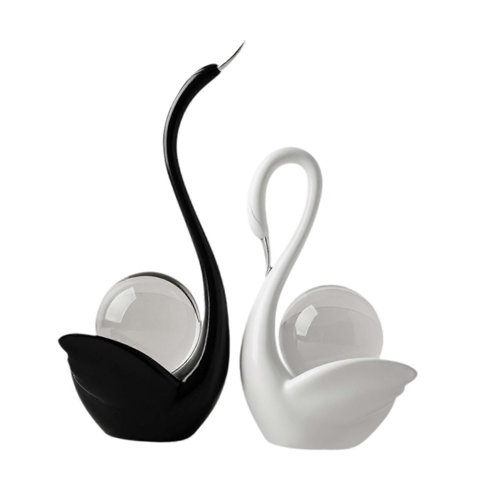 Couple Swan Statues Art Porcelain Creative Figurines for Apartment Office Dorm