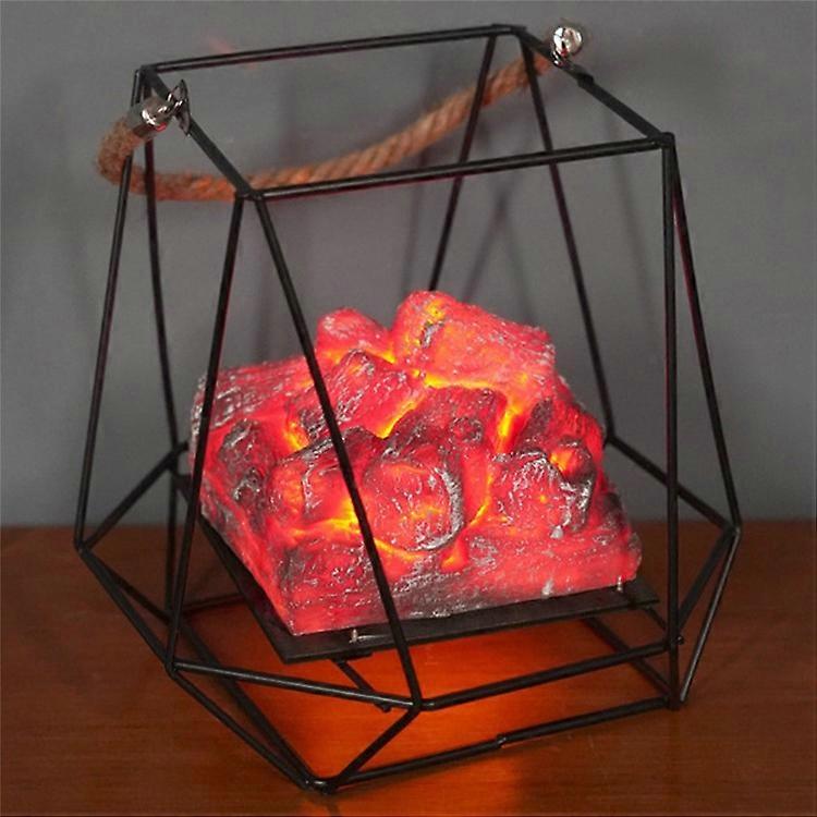 Imitation Charcoal Flame Lamp LED Decorative Light Iron Ornament Home Decoration