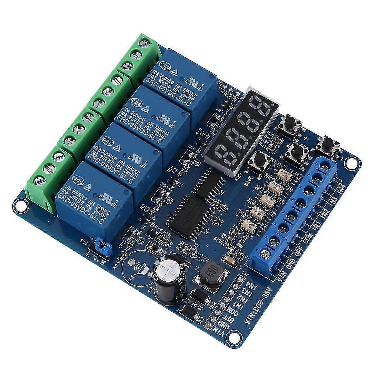 DC 8V-36V 4 Channel Multi-Function Relay Module Board with Optocoupler Self-Locking Timing Relay