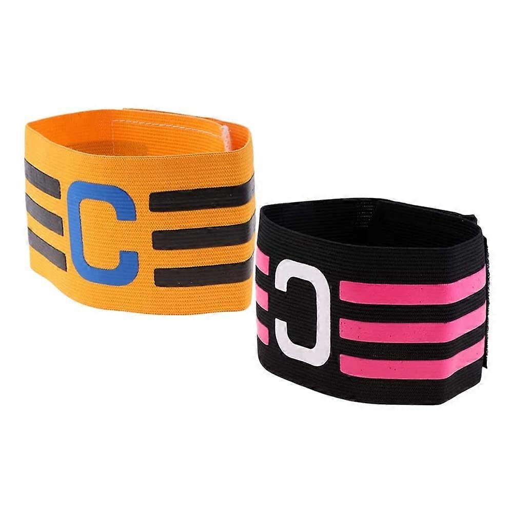 Football Captain Bracelets Pack of 2, Nylon Elastic Standard Size for Adults, Sports Wristbands for Team Players