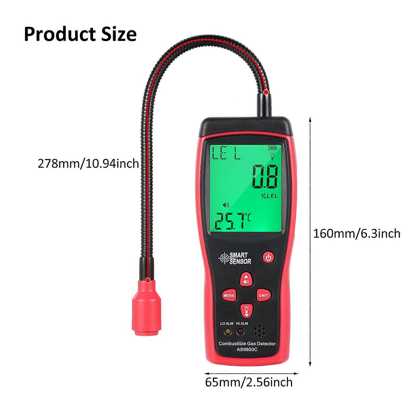 SMART SENSOR Handheld Combustible Gases Leak Detector Natural Gases Leakage Tester Portable Combustible Gases Concentration Analyzer Meter with Tempe