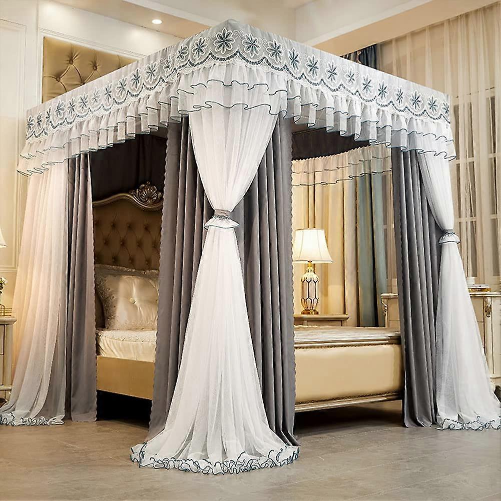 Doublelayer princess bed canopy curta for girls – elegant net for single/kingsize beds with four poster beds – stylish bed frame accessories