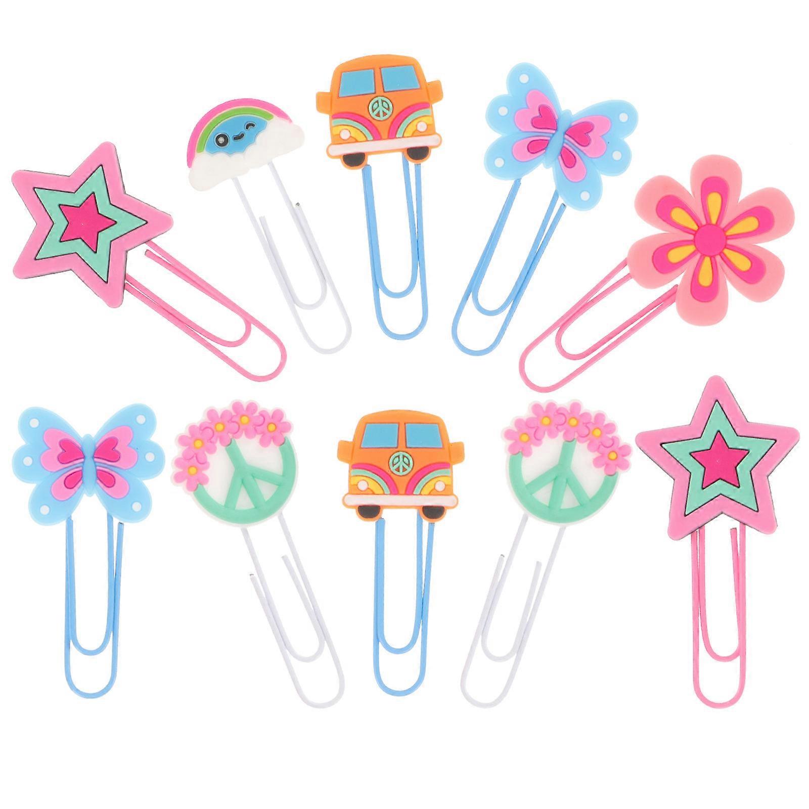 Paper Shaped Bookmarks Cartoon Paper Clips File Organization Office Work Assorted Color 6 5x3 5cm 10Pcs