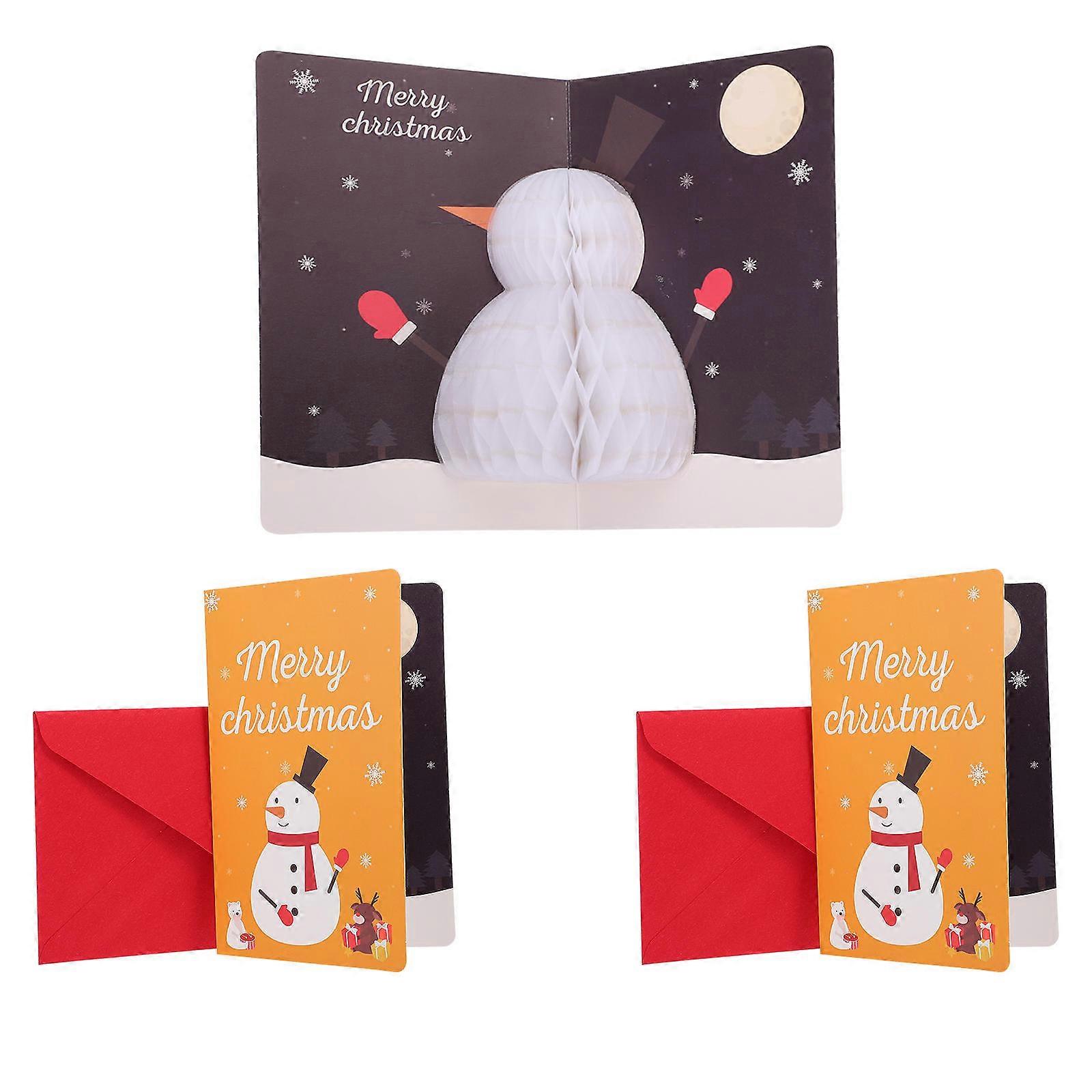 Three-Dimensional Greeting Card Holiday Cards New Year Assorted Color 16X10.5CM Create Surprise 3Pcs