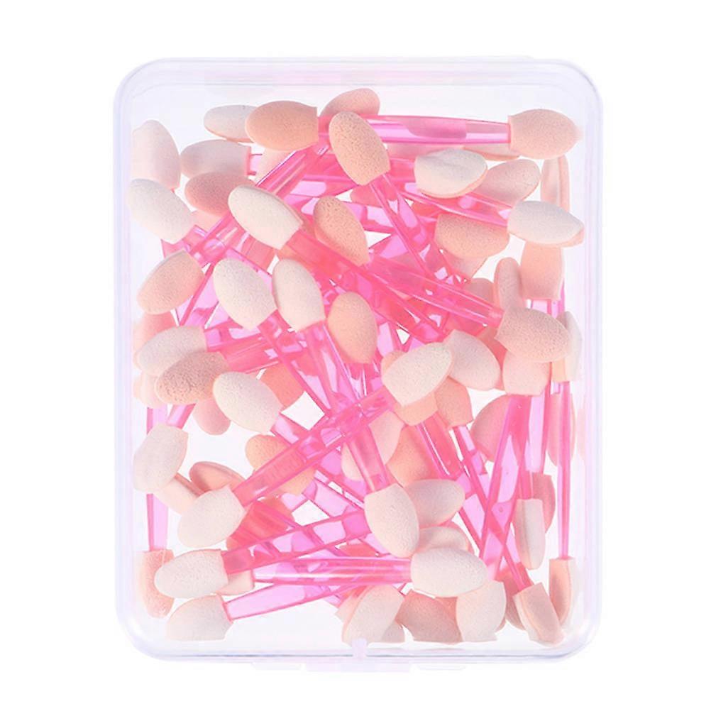 50pcs Double-headed Eyeshadow Brushes for Makeup Use Pink Plastic Sturdy and Lightweight