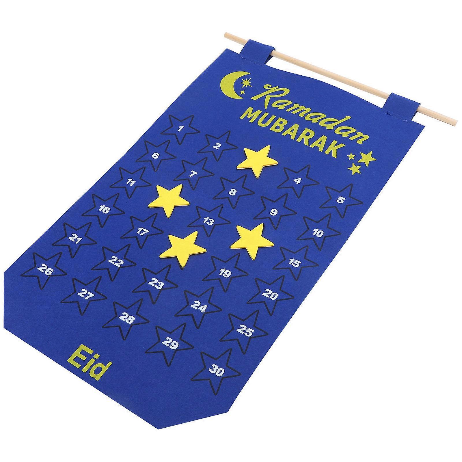 Ramadan Mubarak Advent Felt Calendar Eid Celebration Family Reusable 53.00X29.70X1.00CM Festival Countdown 1Pack