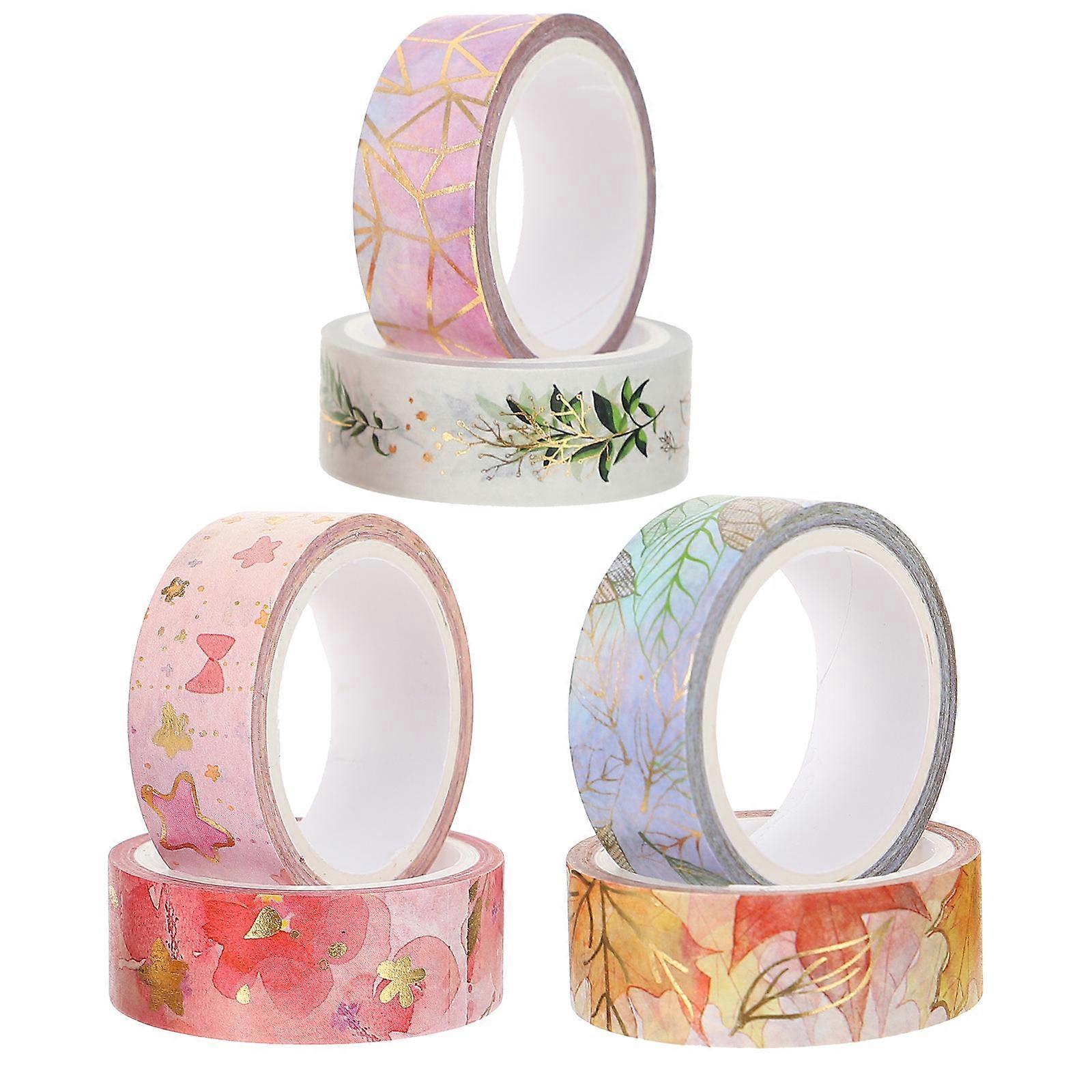 6 Rolls Floral Gold Foil Washi Tape – Decorative Masking Tape for DIY Crafts, Scrapbooking, Party Decorations, and Creative Projects