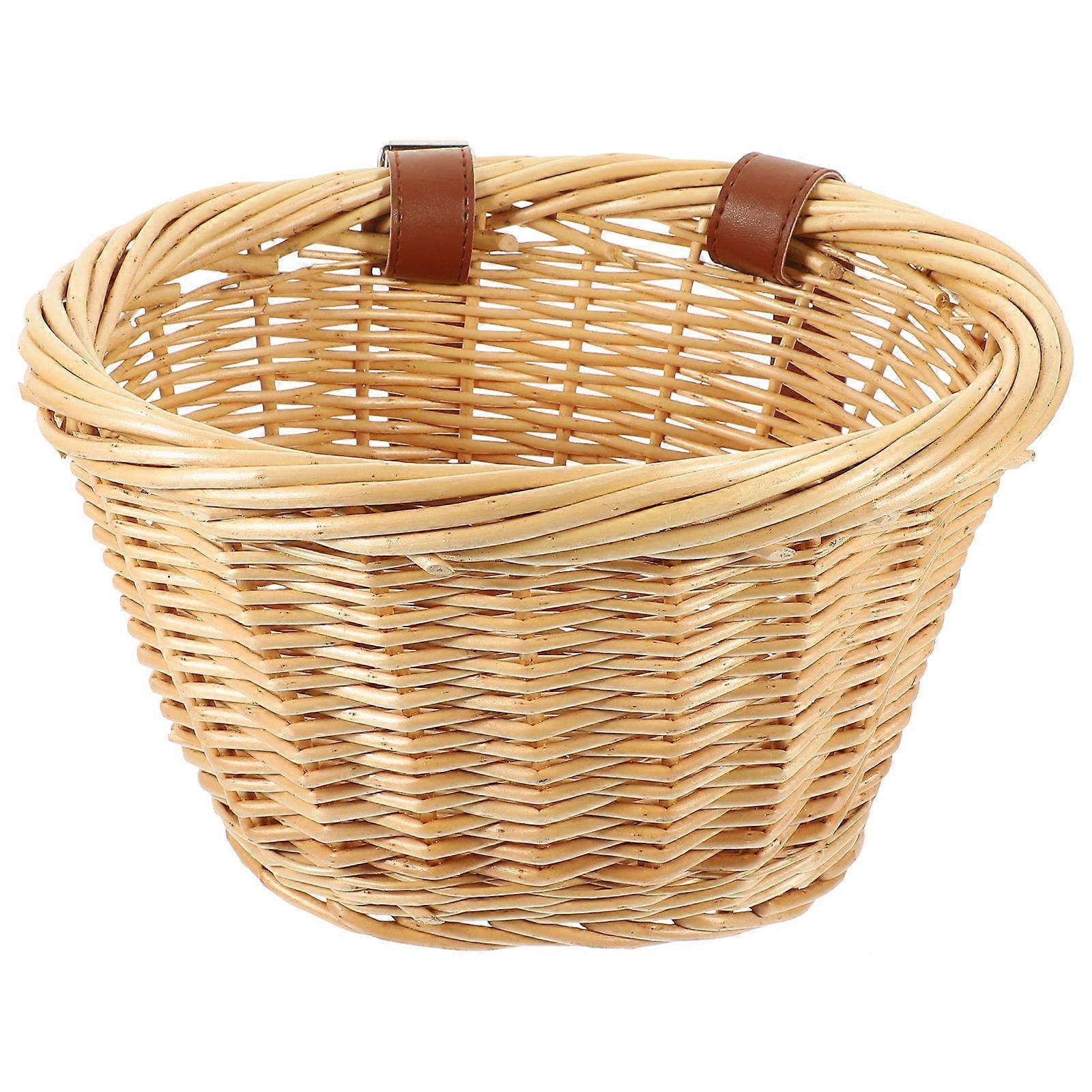 Wicker Bread Baskets Rattan Bicycle Accessory Children Storage 1Pack