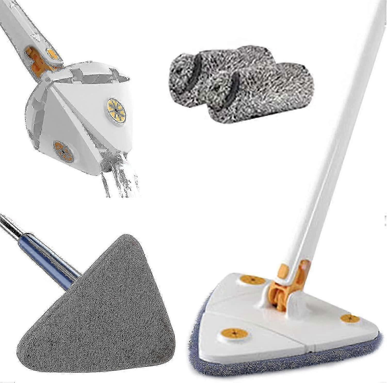 360 Rotatable Adjustable Cleaning Mop Long Handle Triangular Mop Reusable Spin Mop Stainless Steel Handle Mop
