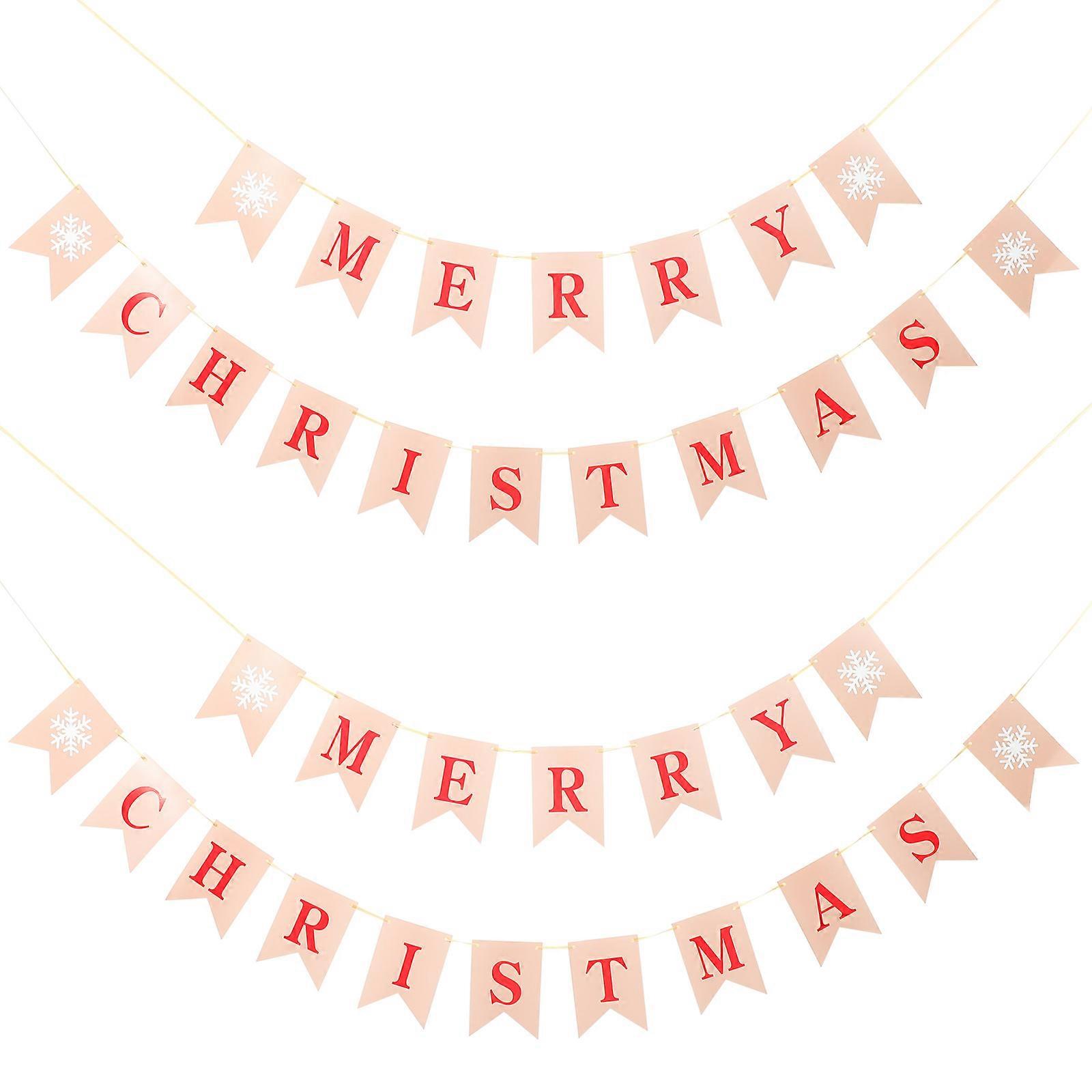 Happy Holidays Banner Merry Christmas Banners Rectangular Red Paper Decoration For Christmas Party Event Organizers 2 Sets