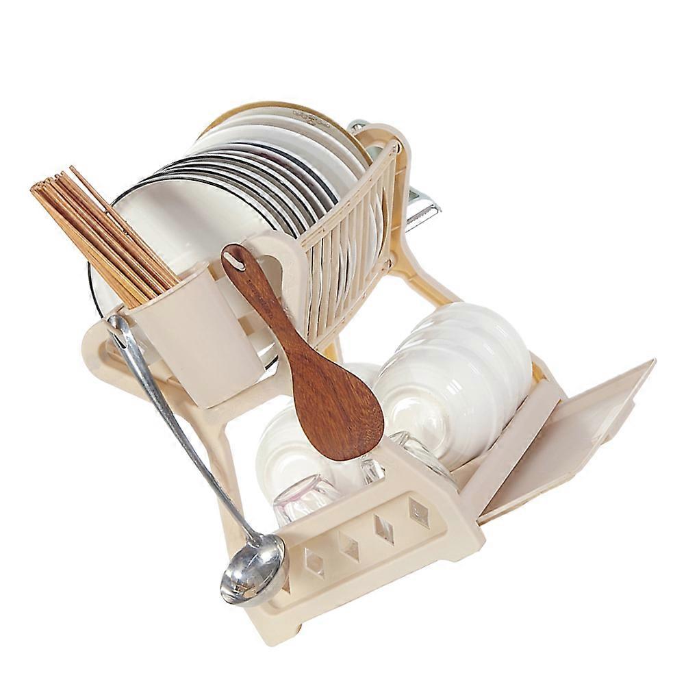 Kitchen Utensil Holder Dish Drainers Multifunctional Draining Rack Khaki 33x31cm Classification Storage 1Pcs