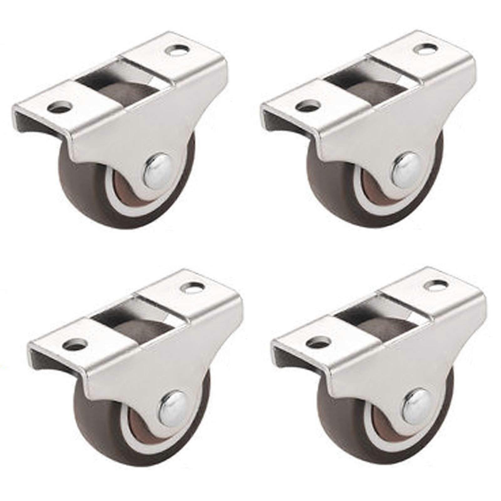 (4Pack) Furniture Casters, 1'/1.25' Rubber Casters, Non Swivel Wheel, Small Mini Casters Set Ref: 5379