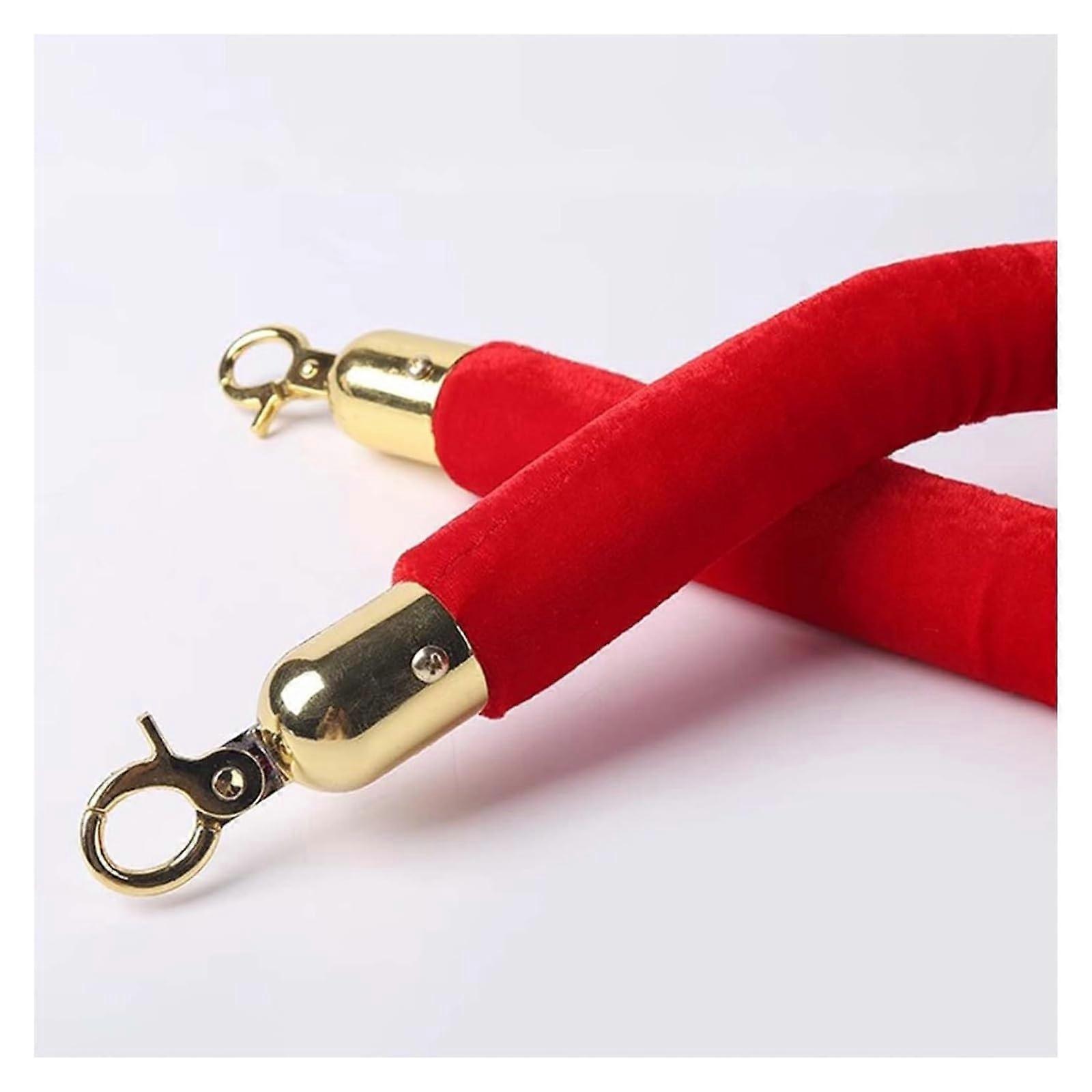 Velvet Rope 2-Pack, 0.9m (3ft) Braided Velvet Stanchion Rope with Metal Hooks for Crowd Control and Event Decoration