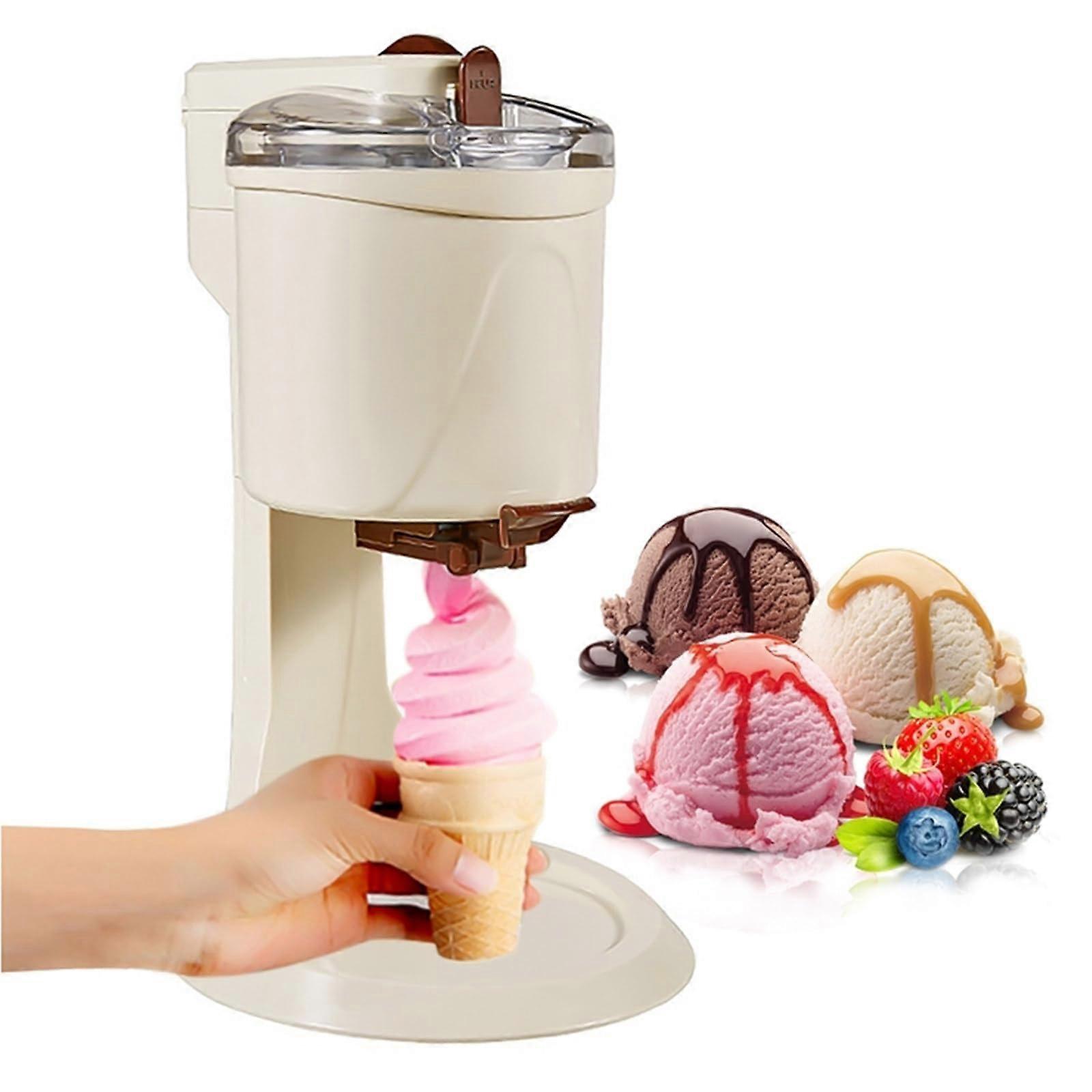 Ice Cream Maker SemiAutomatic 1000ml Soft Ice Cream Trolley Household Ice Cream Maker Dispenser for Dessert Yogurt Cone