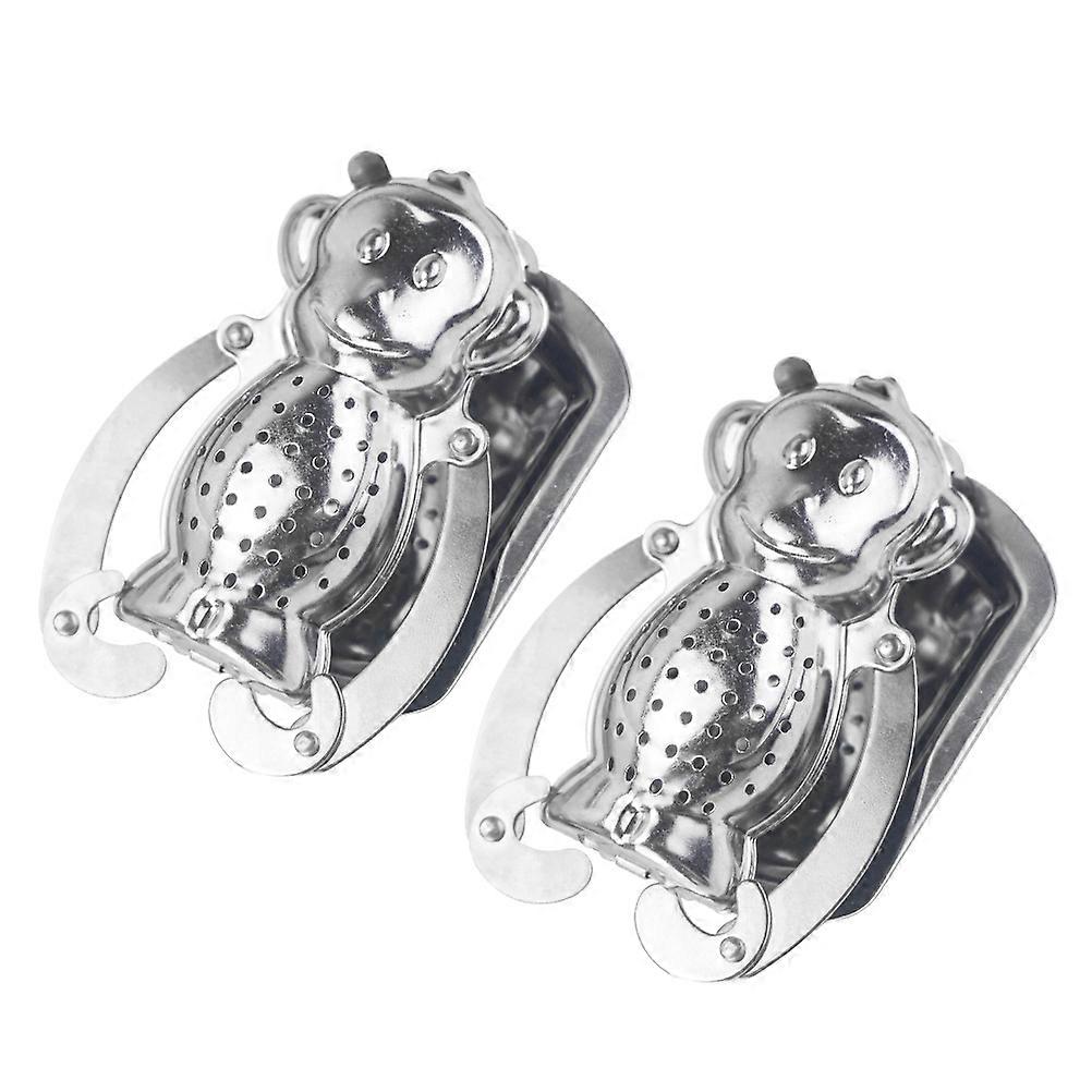 2pcs Tea Lover Stainless Steel Tea Strainers Monkey Shape Tea Infusers Filters