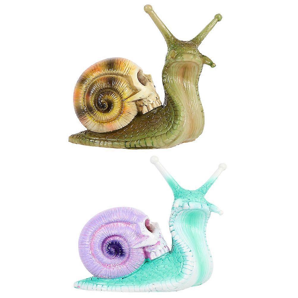 Resin Snail Statues Animal Ornament Desktop Decoration Artistic Design For Home Decor 2Pcs