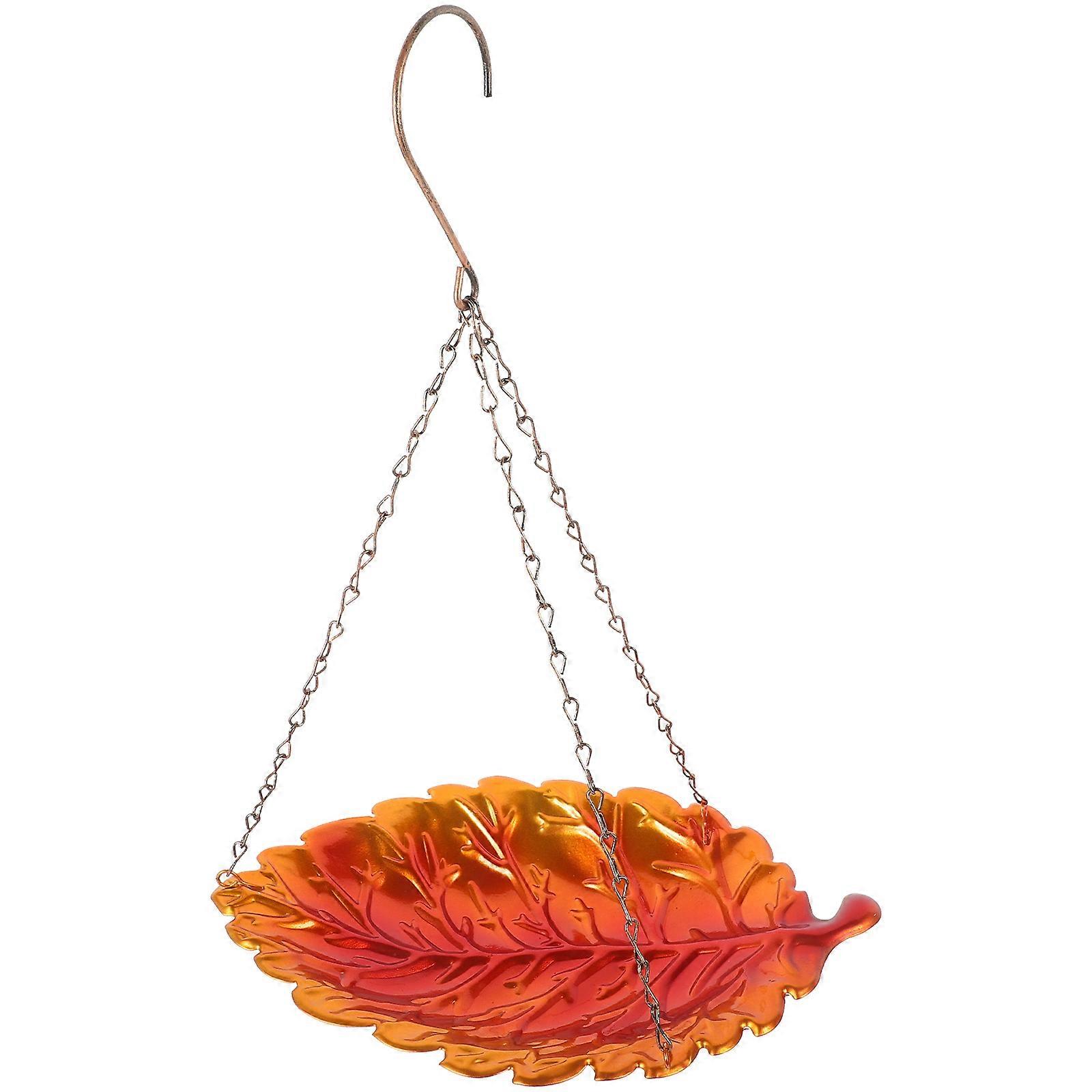Outdoor Garden Feeder Bird Feeder For Birds Hanging Design Leaf Shaped Metal 37.00X26.0.0X16.00CM Feeding Birds 1Pack