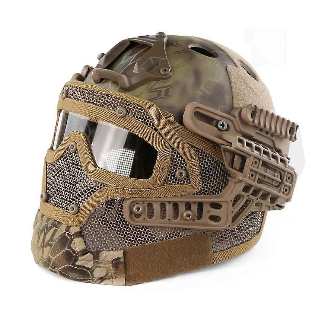 Airsoft Tactical Helmet Set with Steel Mesh Mask for Shooting Hunting (MA)