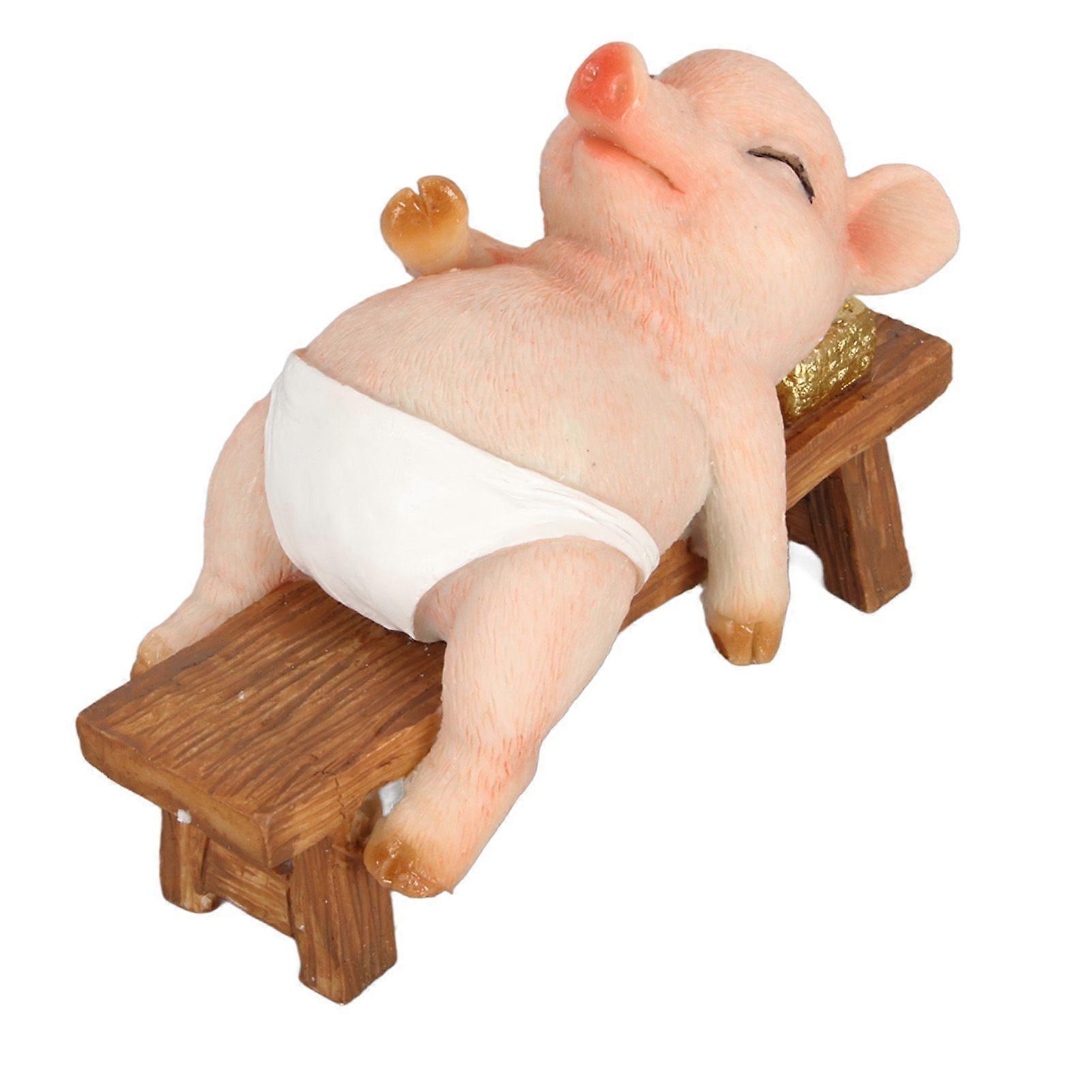 2025 dernier modèle cochon statue mignon rustique réaliste look allongé sur un banc durable
