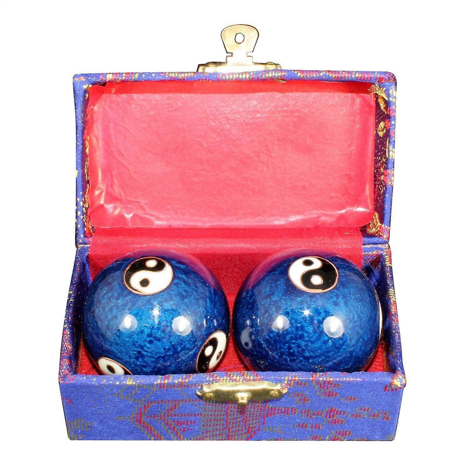 Baoding Massage Ball 2 Pack, 47mm Yin Yang Solid Hand Relief Exercise Balls for Health and Relaxation Training