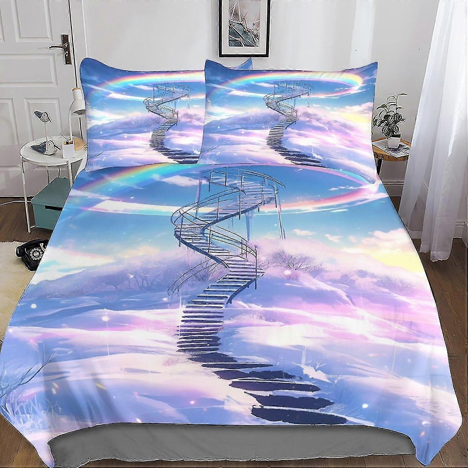Conjunto de Cama com Impressão 3D Colorida Capa de Edredom Capa de Colcha de Microfibra Macia para Crianças, Adolescentes e Adultos - Conjunto de 3 Peças com Fecho de Zíper