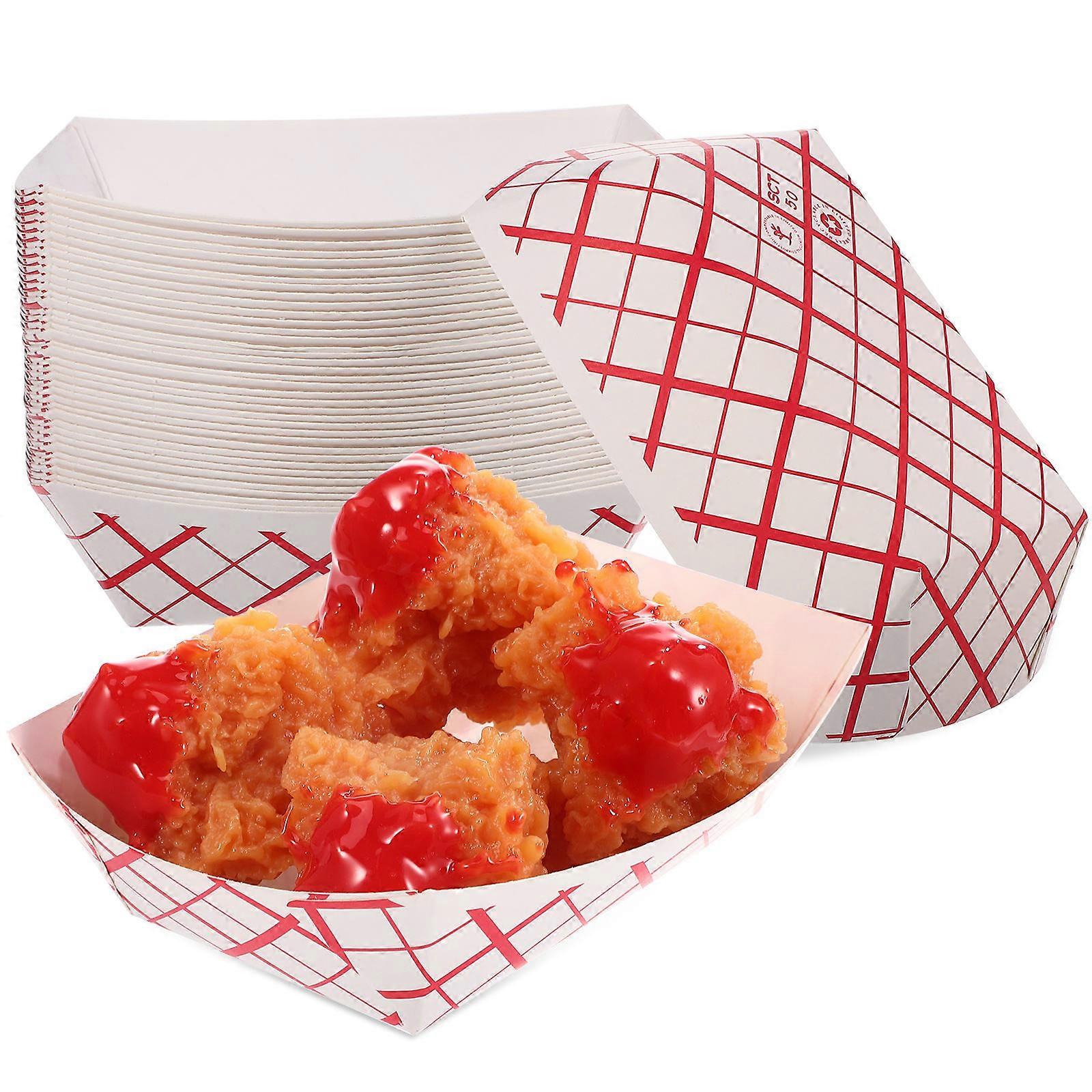 Snack Plate Fast Food Tray Checkered Pattern Outdoor Picnics 200Pcs