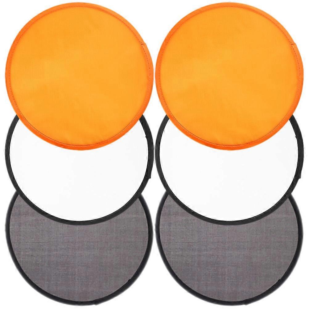 6pcs Mini Folding Hand Fans, Retro Round Design, Lightweight Portable Cooling Fans for Summer Weddings, Parties, Decorations, in Black, Orange, White