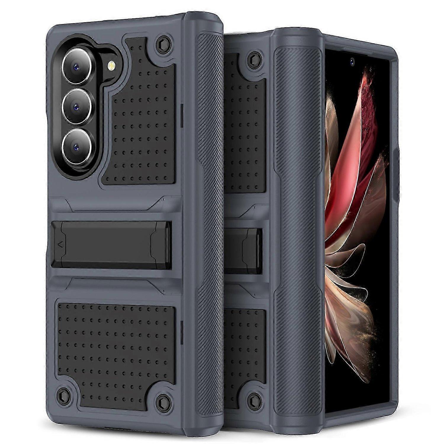 for Samsung Galaxy Z Fold 6 Case with Hinge Protection and Kickstand, Shockproof 2 in 1 Silicone Rub