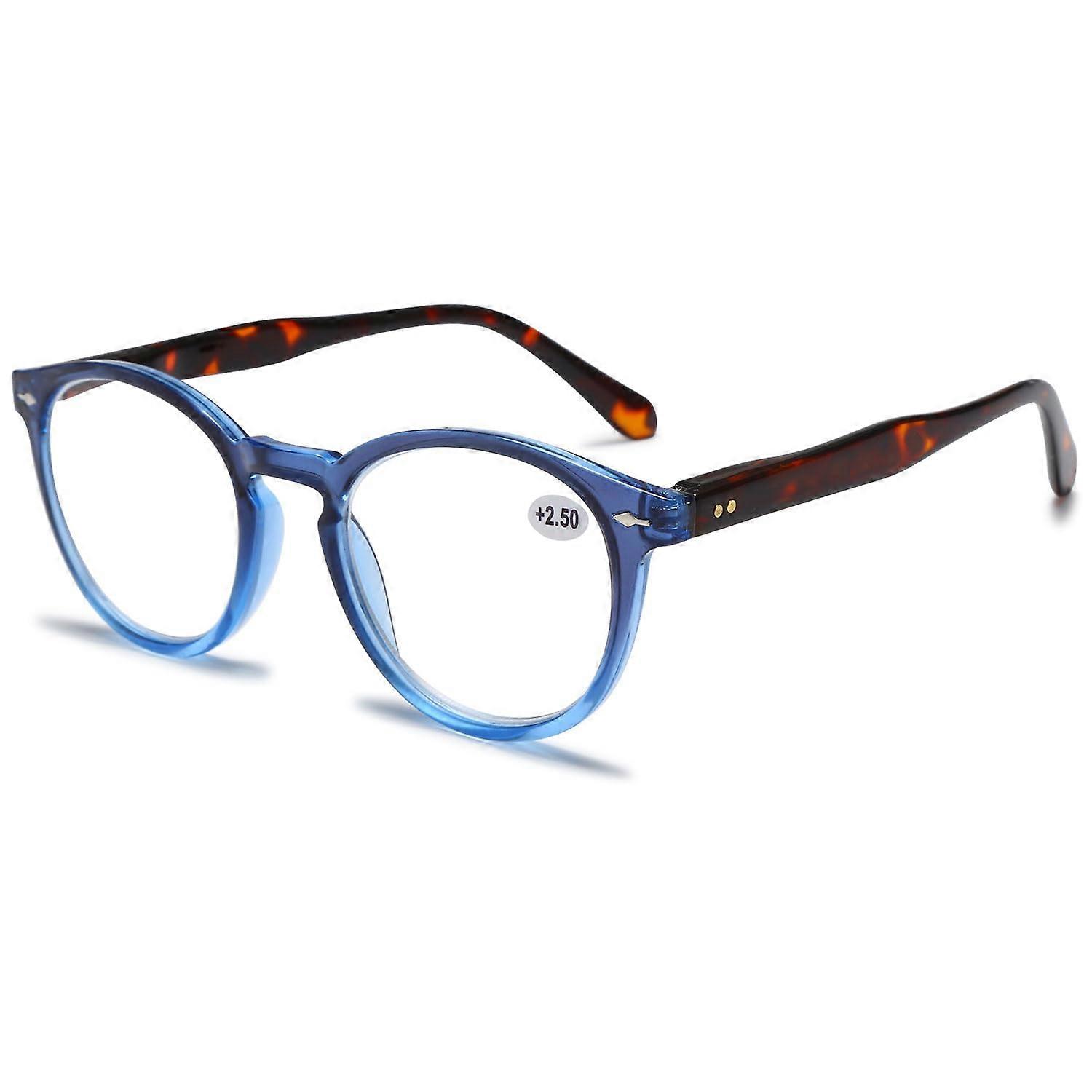 Round Reading Glasses with Blue Light Filter for Men and Women, Anti Blue Light Nerd Style, Available in +1.0 to +4.0 Magnification