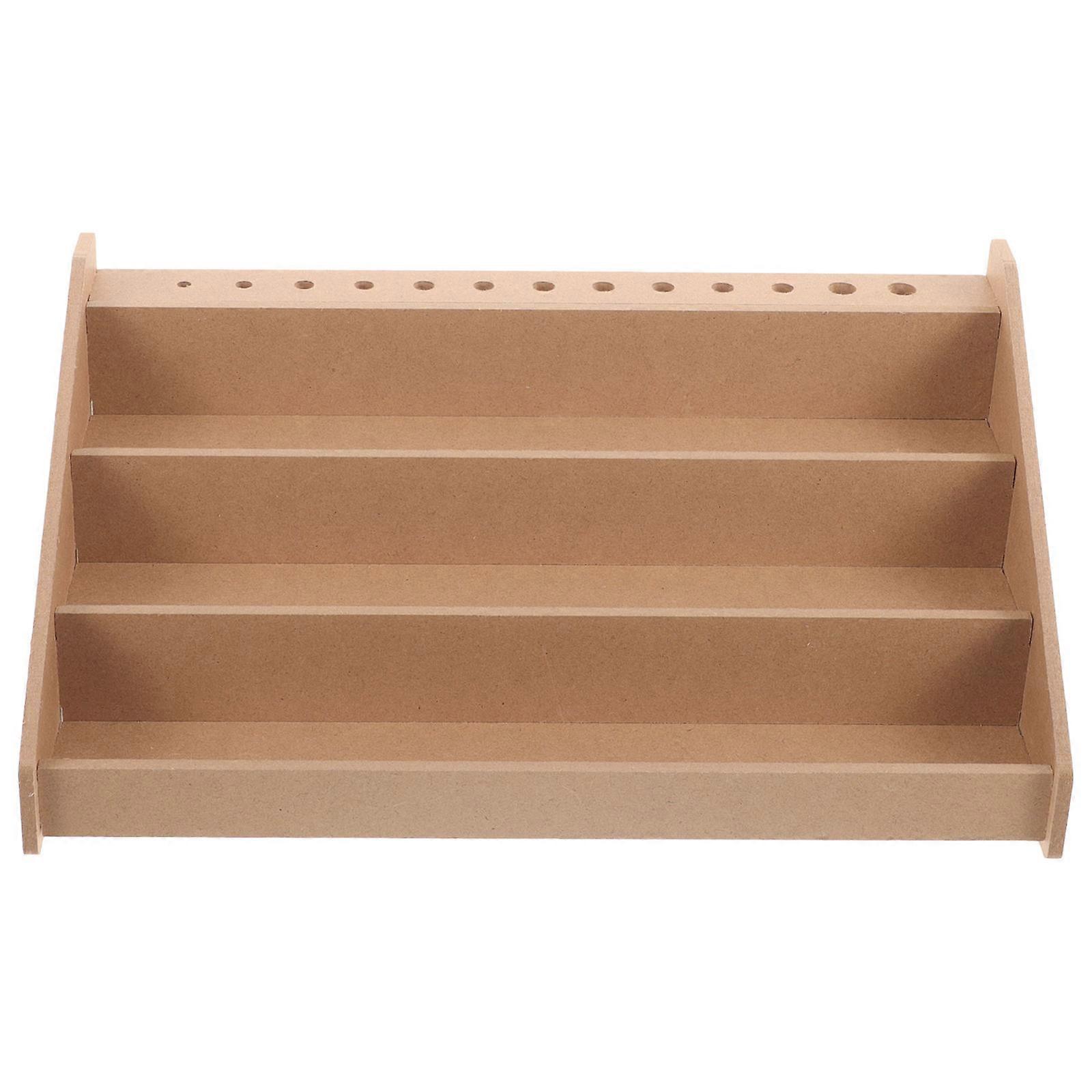 Wooden Miniature Paint Rack with Multi Acrylic Bottle and Brush Holder – Compact Craft Paint Organizer for Artists, Space Saving Storage Stand