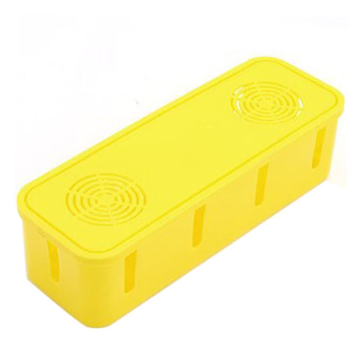Cable Calculator Desk Organiser with Lid, Yellow Cord Hiding Power Strip Cover, Wire Organiser Hidden Box, 1 PC