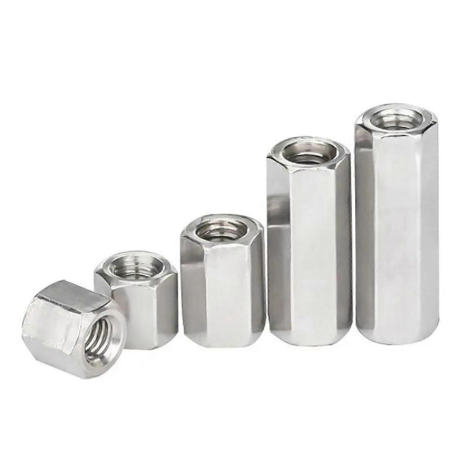 Stainless steel hexagonal coupling connector, M10x17x35mm, 1 pc