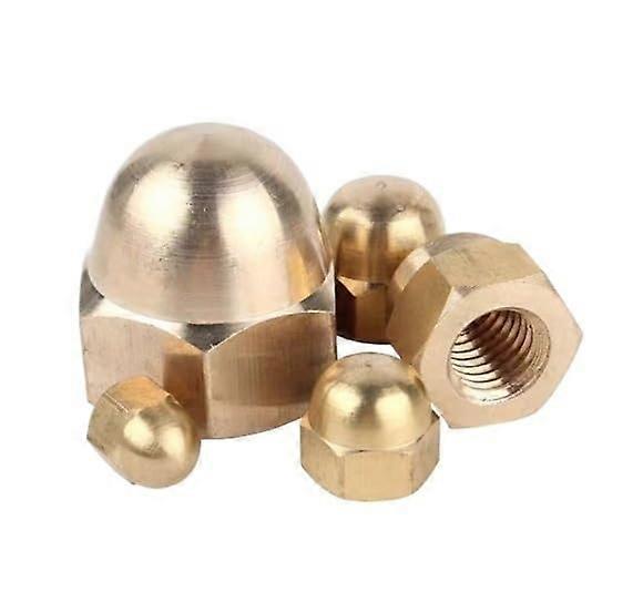 Nyloc nuts, 50 pieces hex nuts made of brass (M3, M4, M5, M6, M8, M10, M12, M14, M16, M18, M20, decorative dome head cover, halfround nut) (M4)