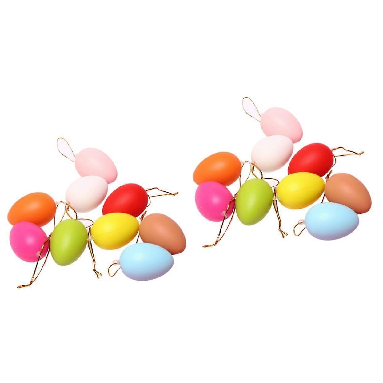 Fake Easter Egg Artificial Eggs Set - 24 Colorful Painted Eggs with Rope, 2 Sets for Holiday Decoration
