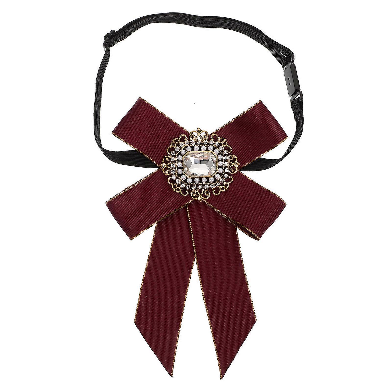 女性のためのプレタイ蝶ネクタイラインストーンネクタイ男性装飾ヴィンテージブリティッシュスタイル1セット