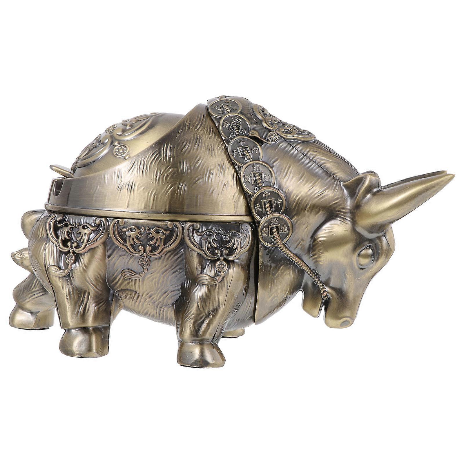 Creative Windproof Ash Container   Cattle Shape Design Ashtray for Home or Office   Stylish Desktop Decoration for a Clean and Tidy Space