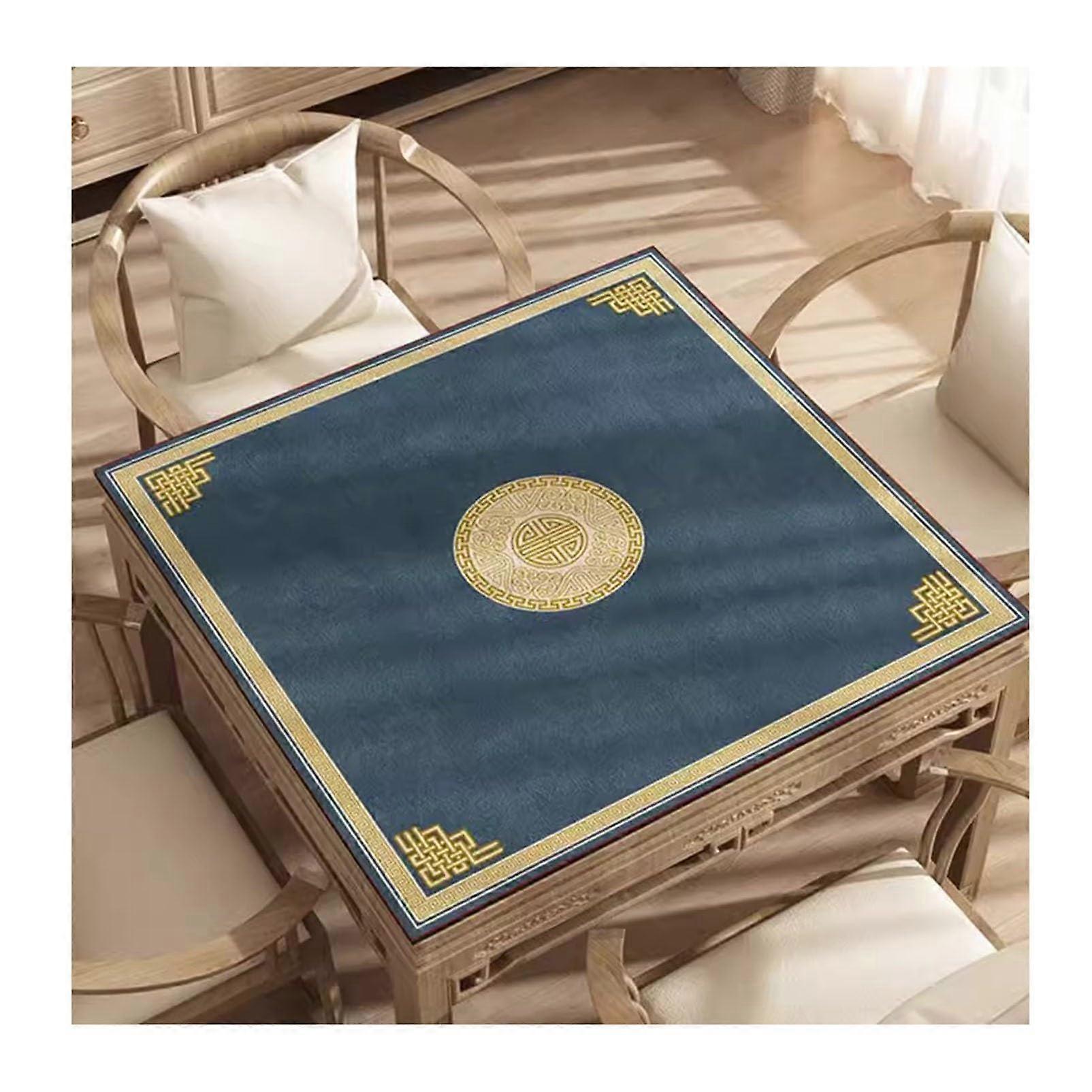 Mahjong Table Mat, Tile Games Table Cover, Square with Storage Bag, NonSlip (Blue)