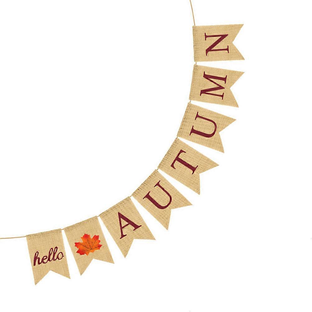 Autumn Banner Hello Autumn Bunting for Decoration Burlap Swallowtail Banner