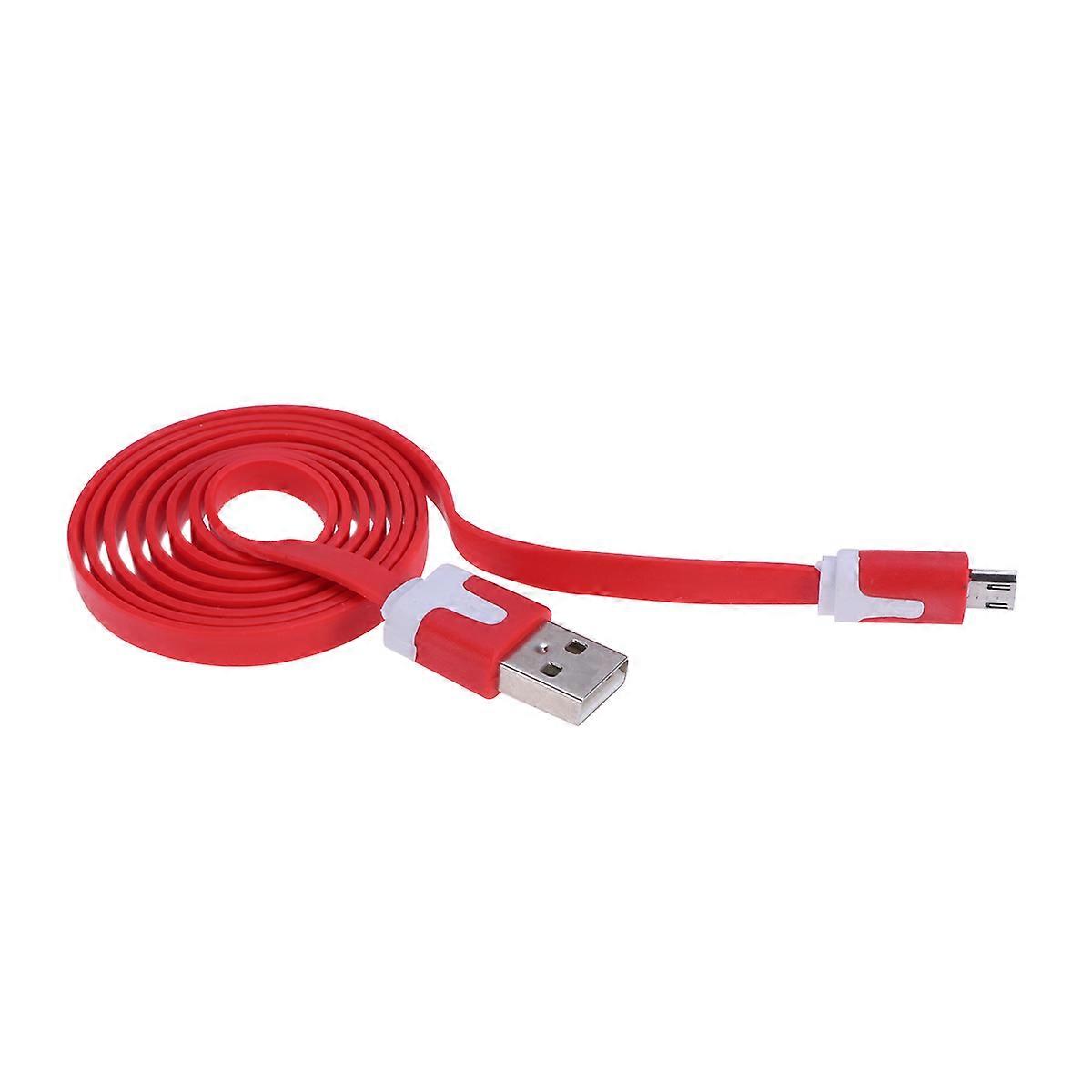 Charging Cables For Multiple Devices Practical Charging Tool Flat Noodle Zinc Alloy Copper Red 1Set