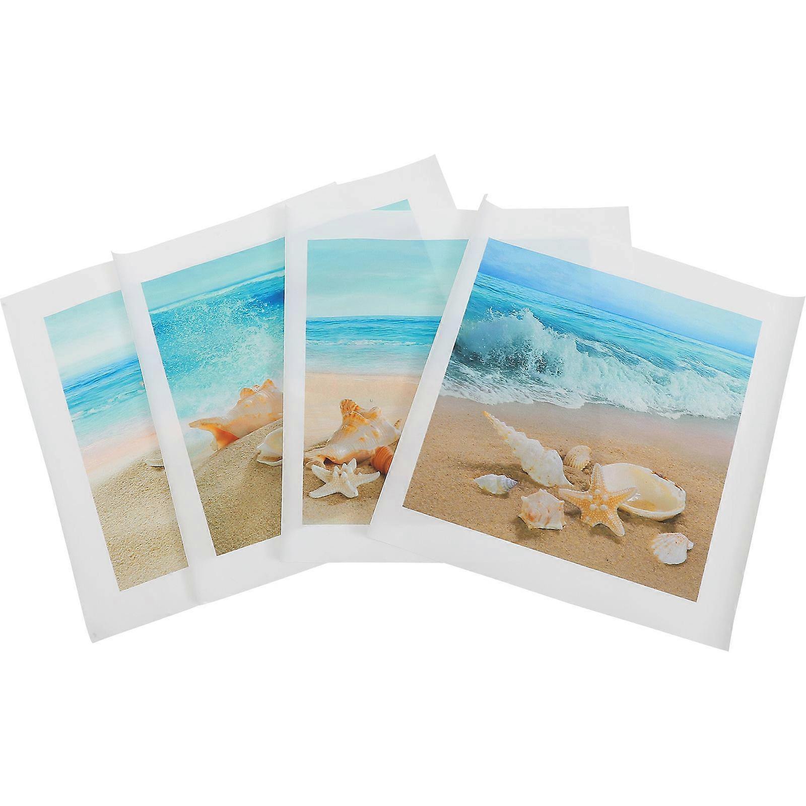 Seascape Artwork Print Modern Beach Wall Art Home Ornament Square Canvas 4Pcs